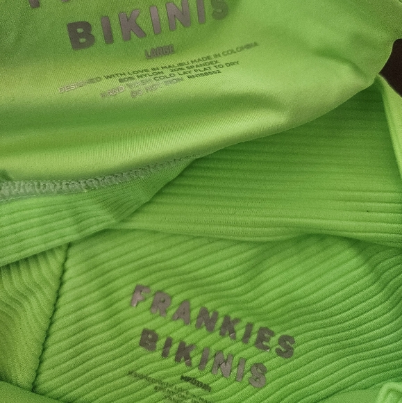 Nwpt Frankie's Bikinis Green Glow Highlighter Ribbed Bikini Set M/L - Picture 6 of 6
